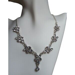 Silver Plate Jewellery Necklace 19in Length Silver P. Rhinestones Chain Claire's